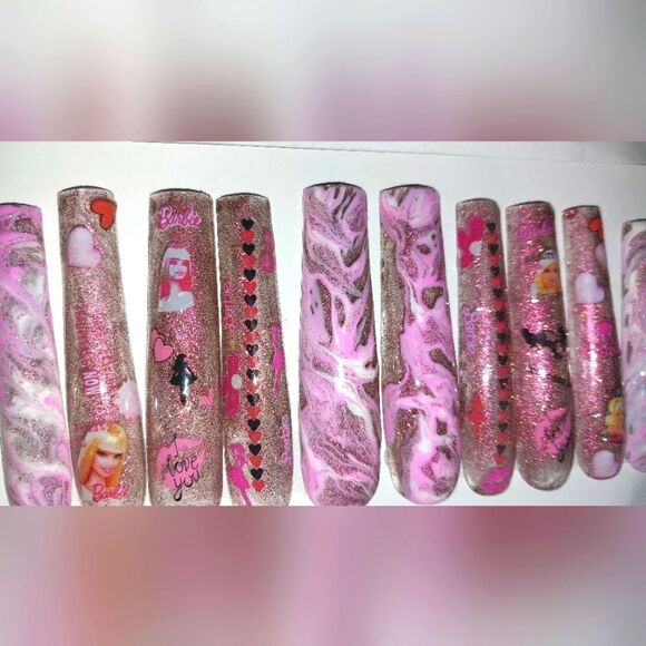 Hand crafted custom10pc acrylic press on nails sz large - Picture 5 of 7